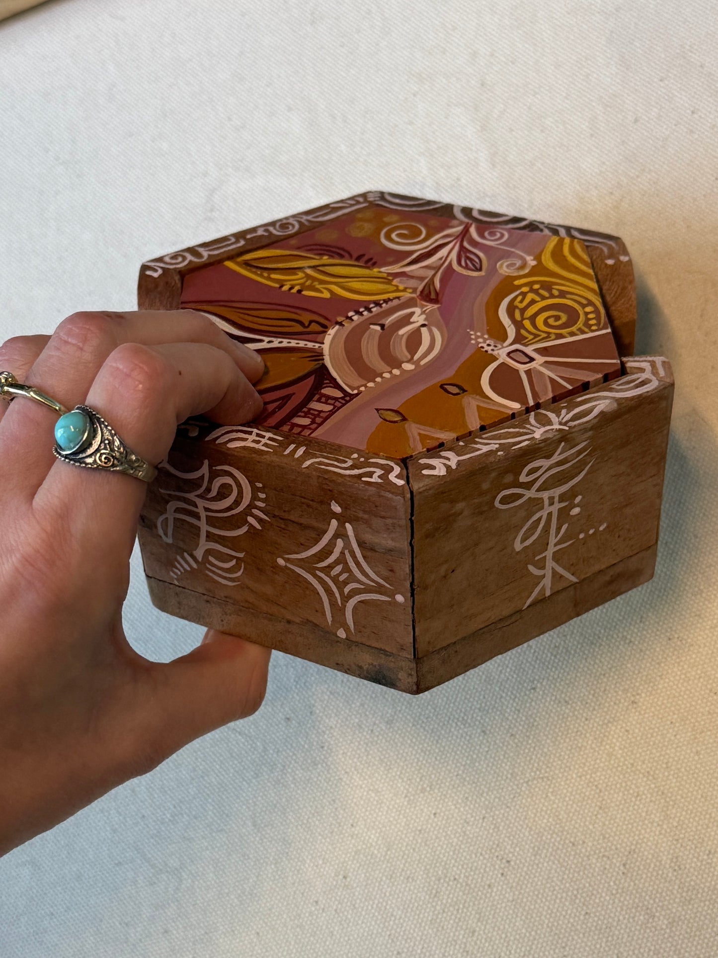 Hand Painted Coaster Set