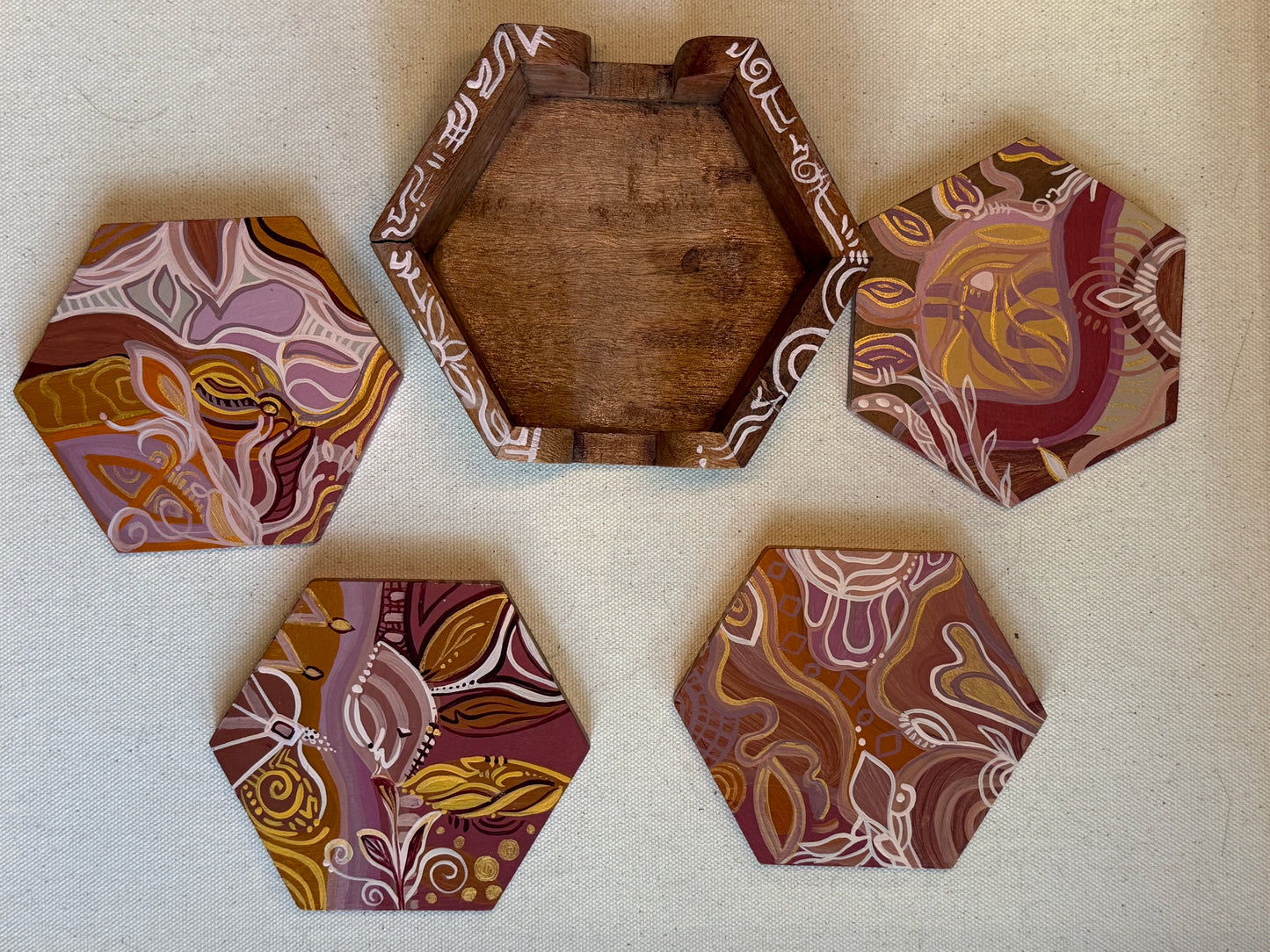 Hand Painted Coaster Set
